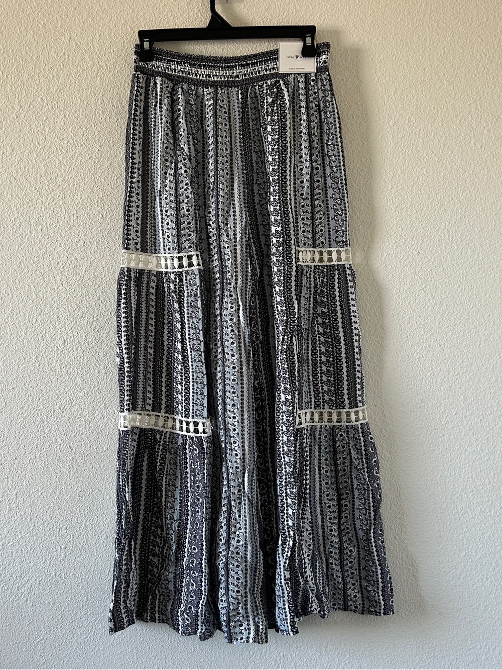 Love Wish NWT Boho Festival Floral Wide Leg Lightweight Pants Women’s Medium